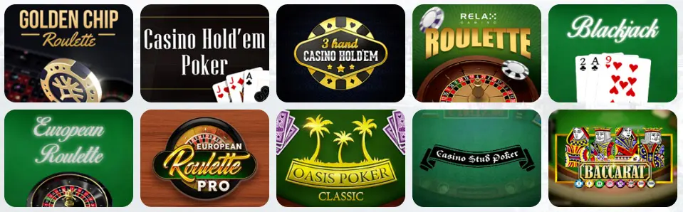 Jeux de table au Tipwin Casino